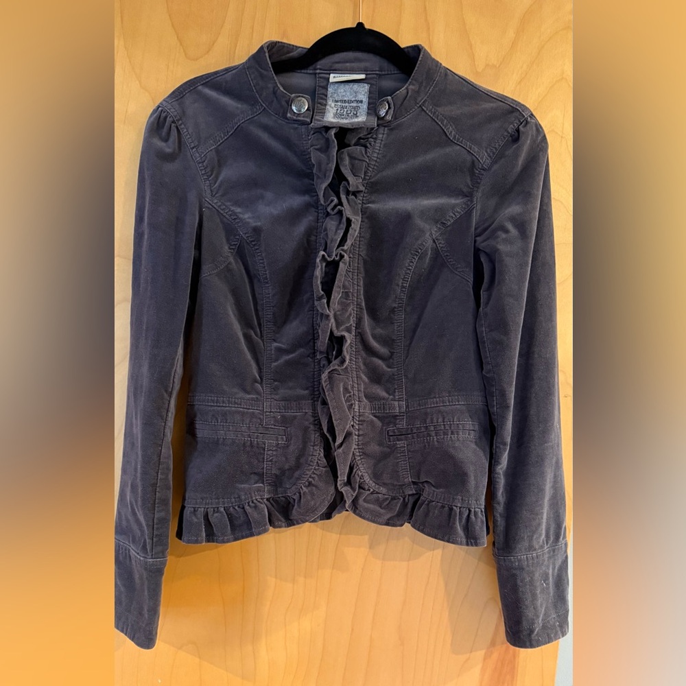 Women's Dark Gray Ruffled Jacket